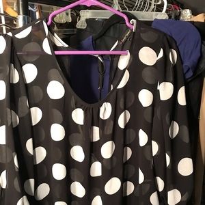 Black & white shear polka dot blouse